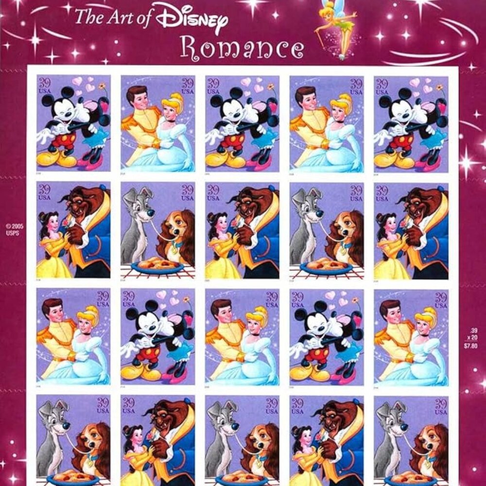 ART of Disney Romance Love Mint Us Stamps Collectors Item